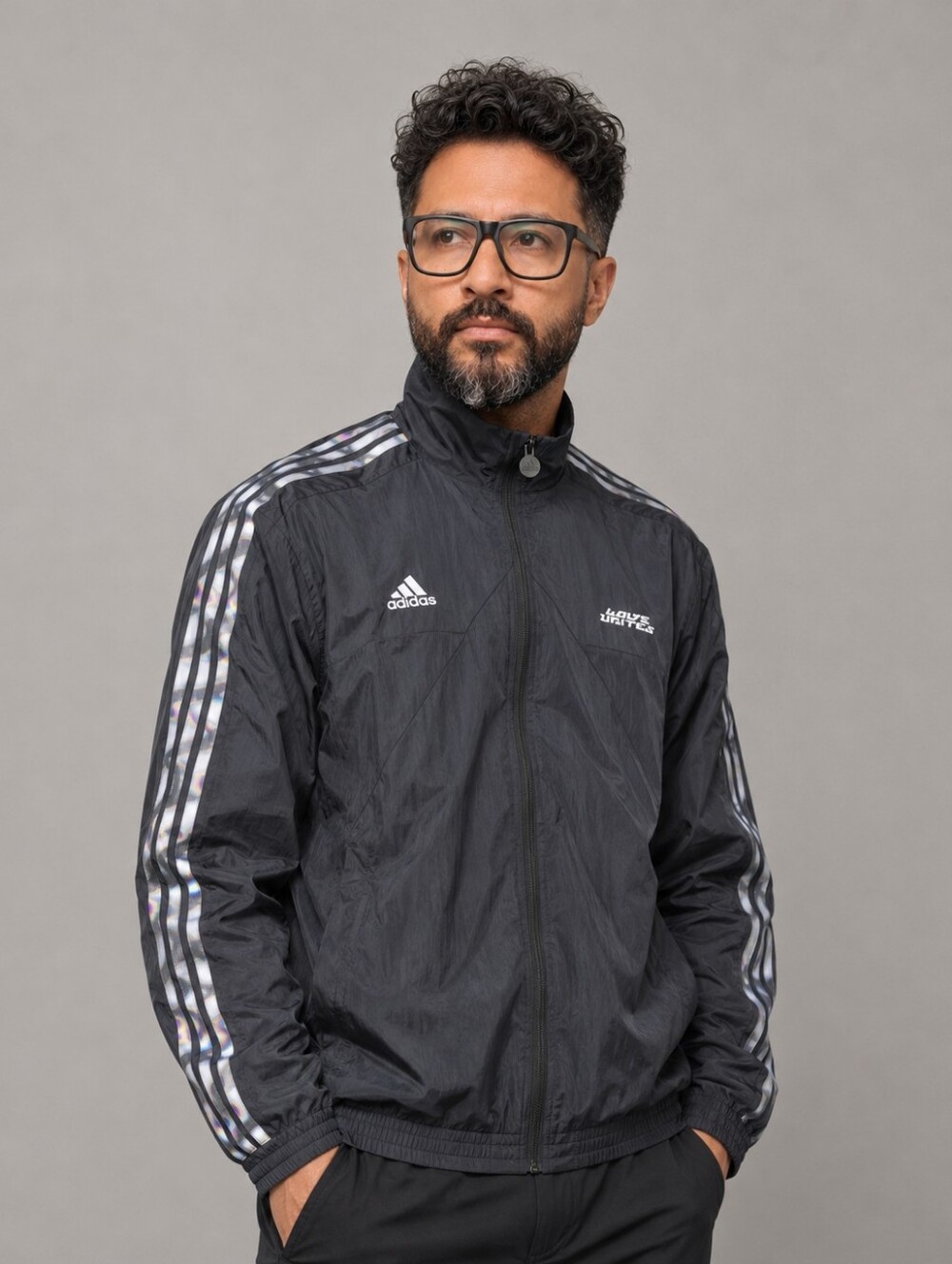 adidas Men's Charcoal Windbreaker Jacket
